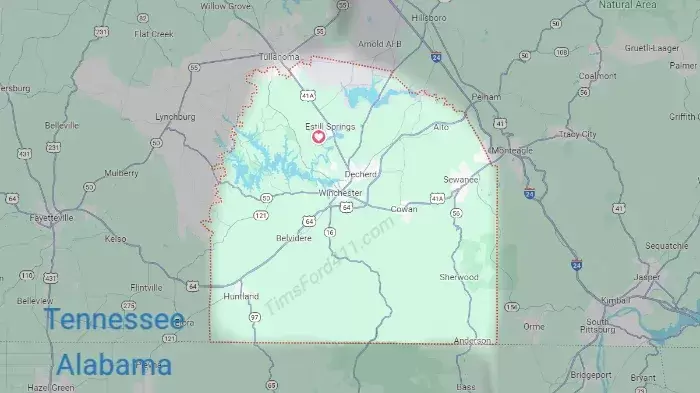 Franklin County TN Map